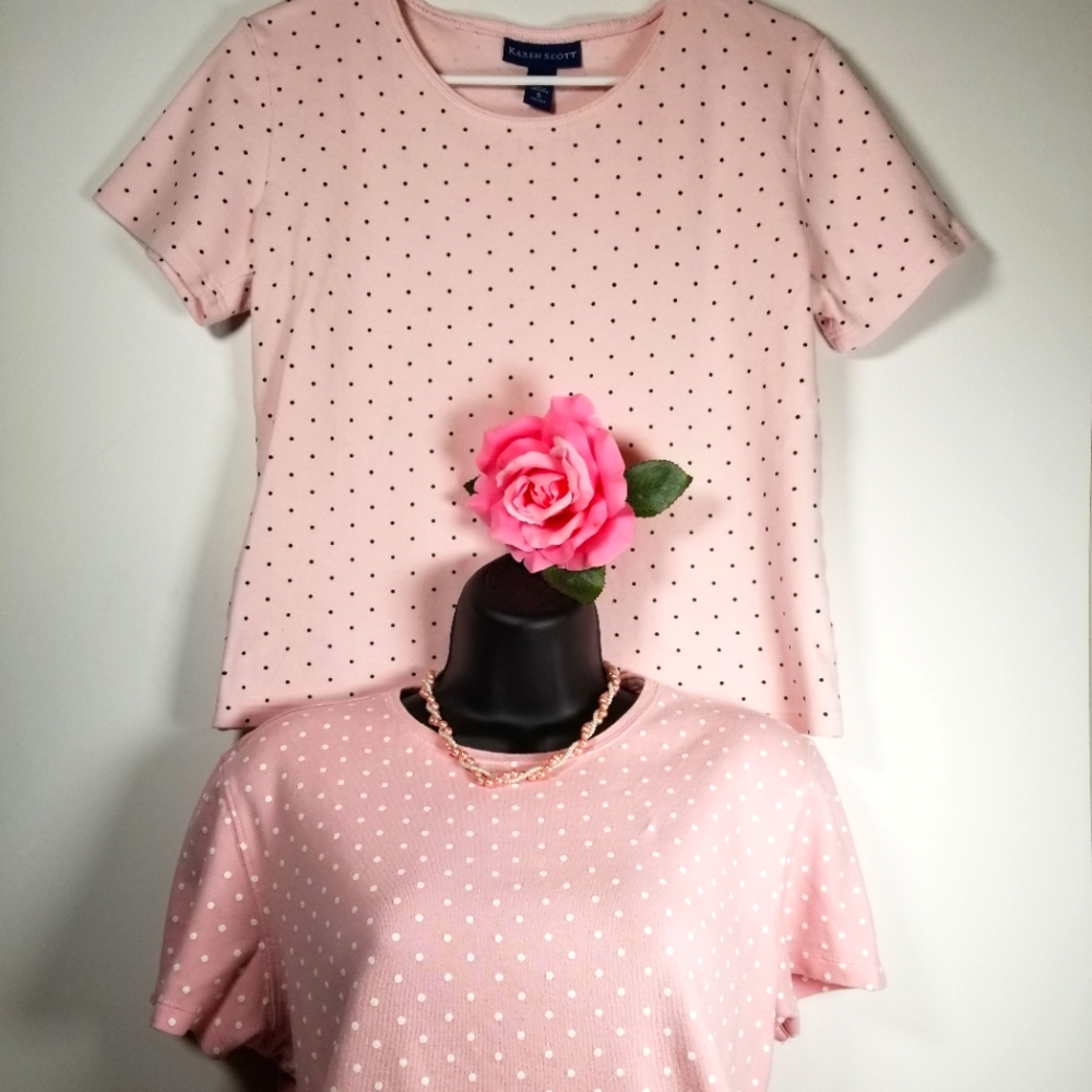 🌸Pair of Pink Polka Dot Tops, Size S🌸